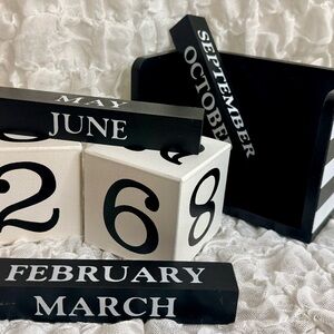 Wooden Perpetual Calendar Blocks - Black & White
